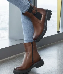 Remonte Fashionable Brown Leather Ankle Boots