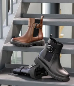 Remonte Fashionable Brown Leather Ankle Boots