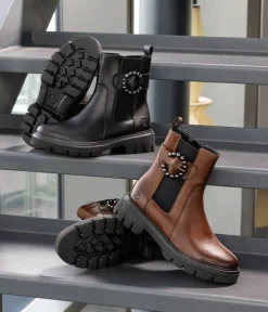 Remonte Fashionable Brown Leather Ankle Boots