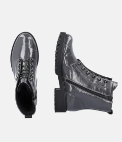 Remonte Fashionable Graphite Grey Biker Style Ankle Boots