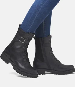 Remonte Fashionable Tall Black Lace Up Ankle Boots