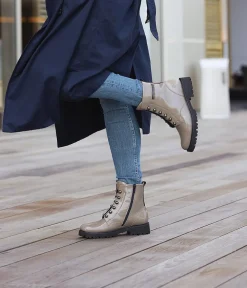 Remonte Fashionable Taupe Biker Style Ankle Boots