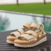 Remonte Gorgeous Beige/Gold Vegan Wedge Sandals