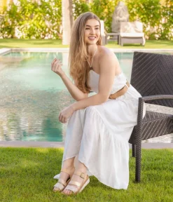 Remonte Gorgeous Beige/Gold Vegan Wedge Sandals