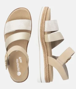 Remonte Gorgeous Beige/Gold Vegan Wedge Sandals