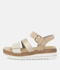 Remonte Gorgeous Beige/Gold Vegan Wedge Sandals