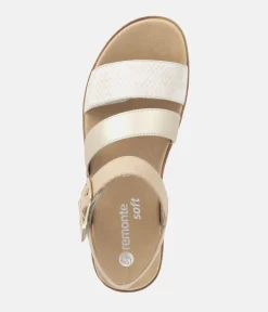 Remonte Gorgeous Beige/Gold Vegan Wedge Sandals