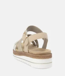 Remonte Gorgeous Beige/Gold Vegan Wedge Sandals