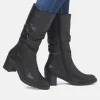 Remonte Gorgeous Black Ruched Long Boots