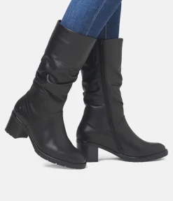 Remonte Gorgeous Black Ruched Long Boots