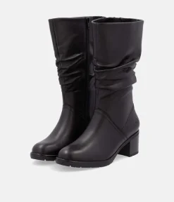 Remonte Gorgeous Black Ruched Long Boots