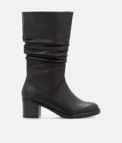 Remonte Gorgeous Black Ruched Long Boots