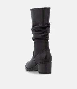 Remonte Gorgeous Black Ruched Long Boots
