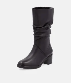 Remonte Gorgeous Black Ruched Long Boots