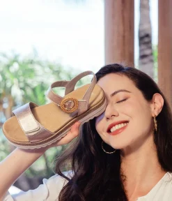 Remonte Gorgeous Gold Wedge Sandals