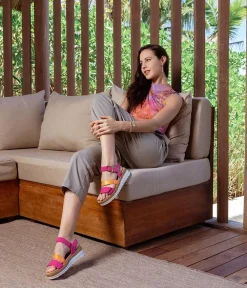 Remonte Gorgeous Magenta/Orange Vegan Wedge Sandals