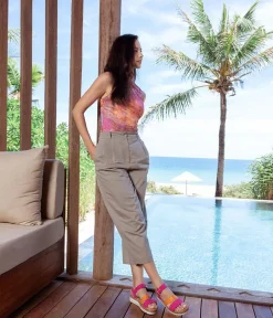 Remonte Gorgeous Magenta/Orange Vegan Wedge Sandals