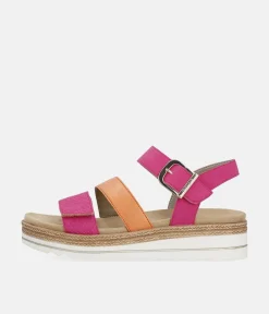 Remonte Gorgeous Magenta/Orange Vegan Wedge Sandals