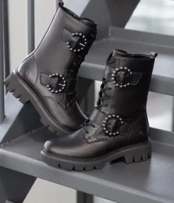 Remonte Gorgeous Tall Black Leather Ankle Boots