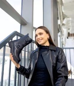 Remonte Gorgeous Tall Black Leather Ankle Boots