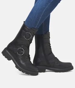 Remonte Gorgeous Tall Black Leather Ankle Boots