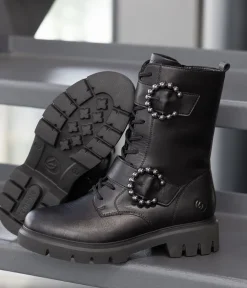 Remonte Gorgeous Tall Black Leather Ankle Boots