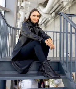 Remonte Gorgeous Tall Black Leather Ankle Boots