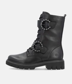 Remonte Gorgeous Tall Black Leather Ankle Boots