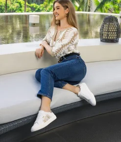 Remonte Pretty White and Metallic Trainers