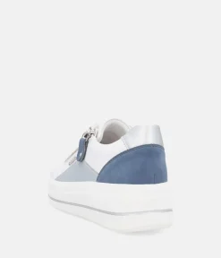 Remonte Pretty White/Blue Wedge Sneaker