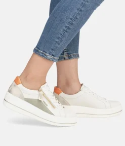 Remonte Pretty White/Orange Combi Wedge Sneaker