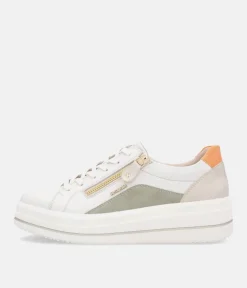 Remonte Pretty White/Orange Combi Wedge Sneaker