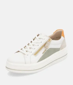 Remonte Pretty White/Orange Combi Wedge Sneaker