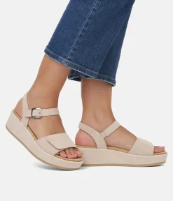 Remonte Simple Beige Suede Platform Sandals