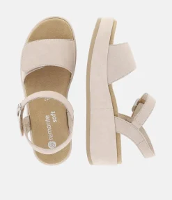 Remonte Simple Beige Suede Platform Sandals
