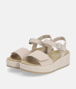 Remonte Simple Beige Suede Platform Sandals