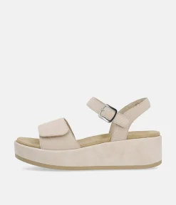 Remonte Simple Beige Suede Platform Sandals