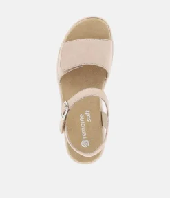 Remonte Simple Beige Suede Platform Sandals