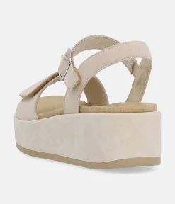Remonte Simple Beige Suede Platform Sandals