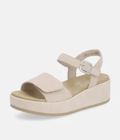 Remonte Simple Beige Suede Platform Sandals