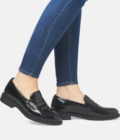 Remonte Sleek Black Patent Leather Loafers