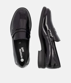 Remonte Sleek Black Patent Leather Loafers