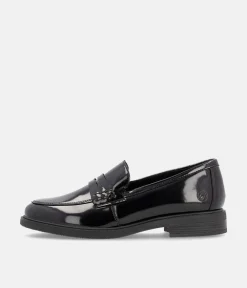 Remonte Sleek Black Patent Leather Loafers