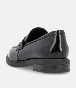 Remonte Sleek Black Patent Leather Loafers
