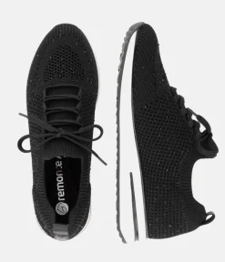 Remonte Sporty Black Diamante Fashion Trainers