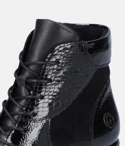Remonte Stylish Black Lace Up Ankle Boots