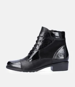 Remonte Stylish Black Lace Up Ankle Boots