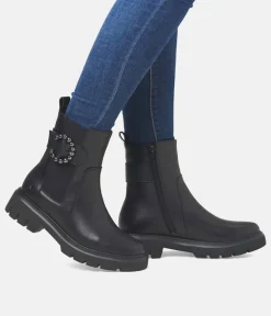 Remonte Stylish Black Leather Ankle Boots