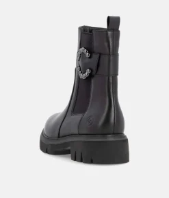 Remonte Stylish Black Leather Ankle Boots