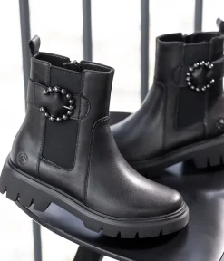 Remonte Stylish Black Leather Ankle Boots